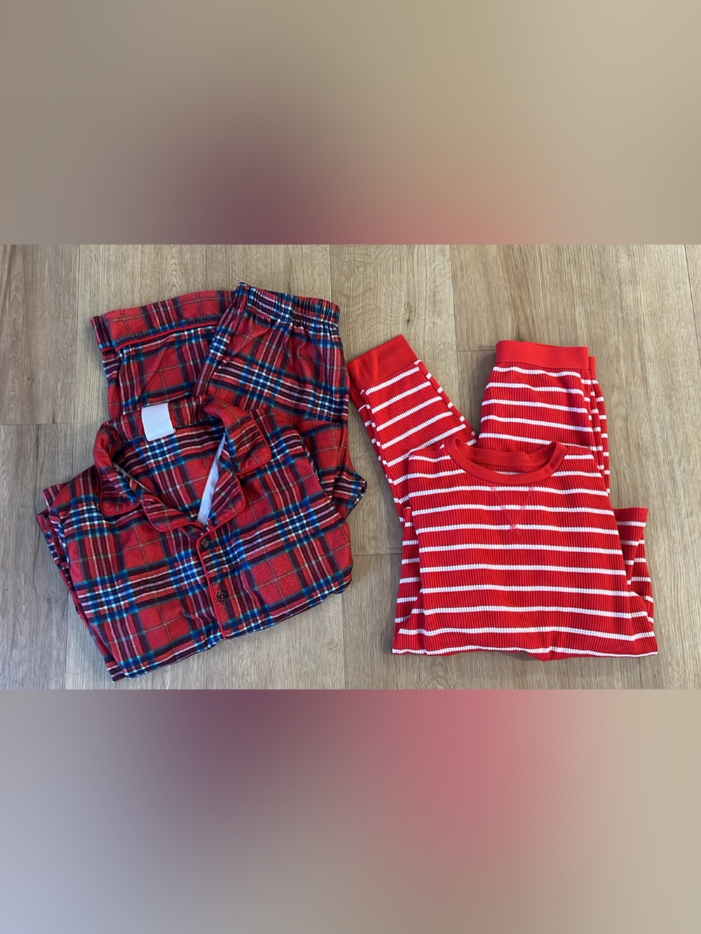 Wondershop Red Plaid Button-Up & Red Striped Pajama Set